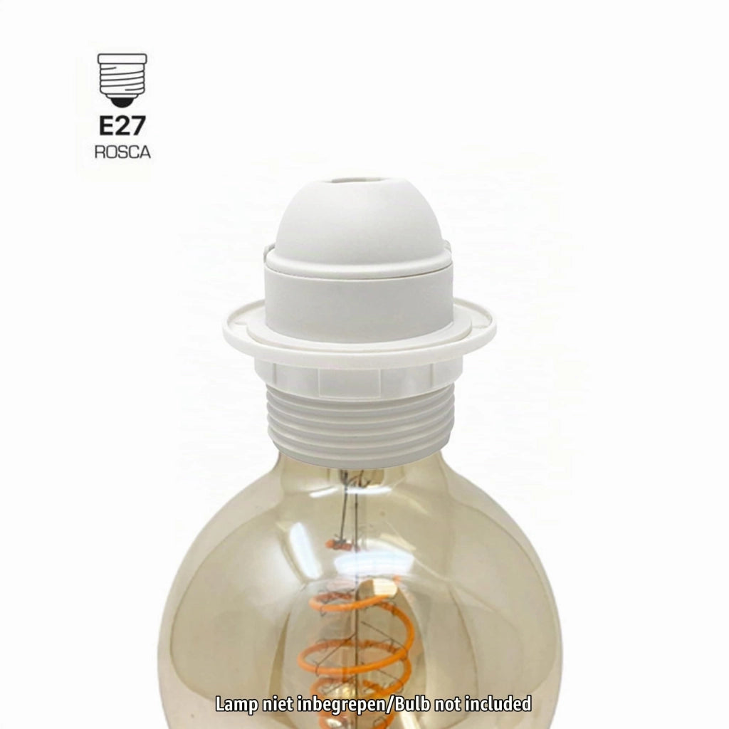 Confezione da 4 portalampada E27, attacco M10x1, con sistema di sicurezza, in termoplastica, colore bianco