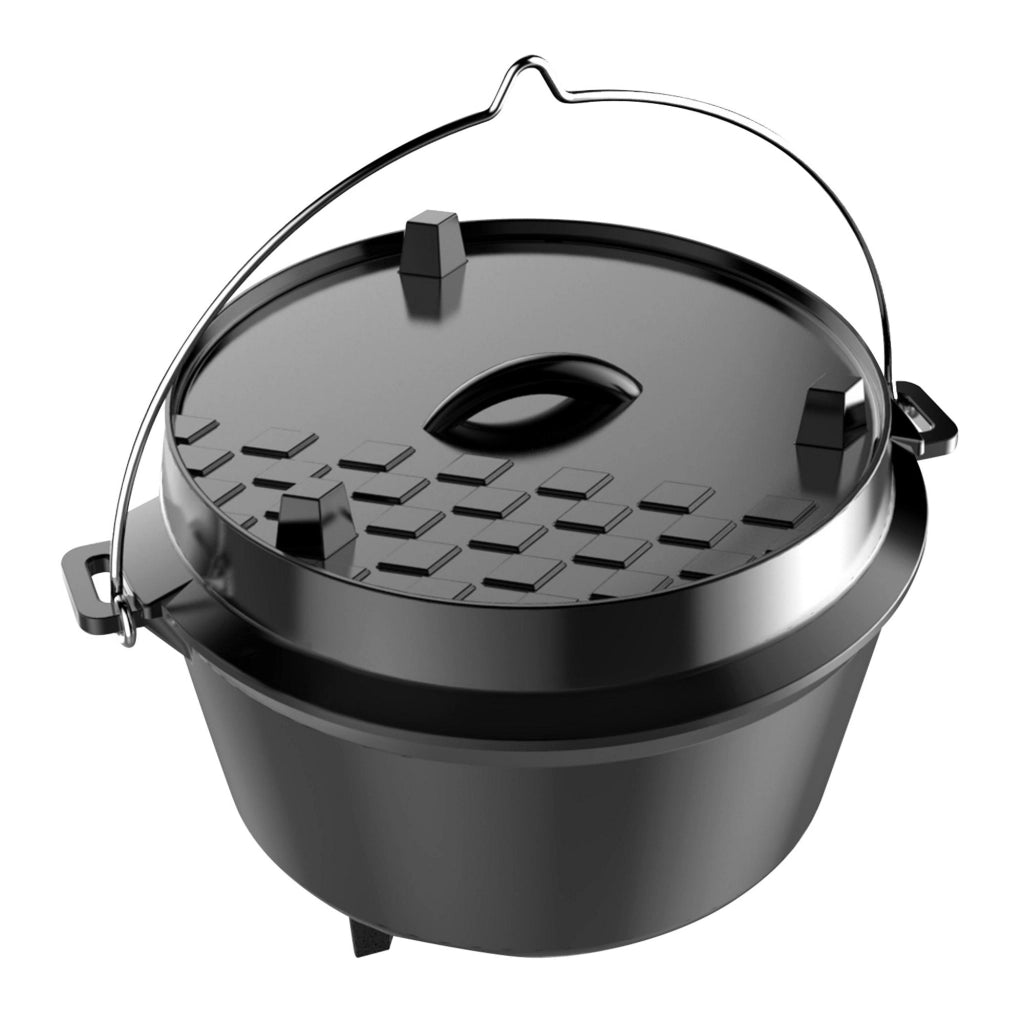 Pentola olandese in ghisa, modello medio, 8 litri, smaltata, nera