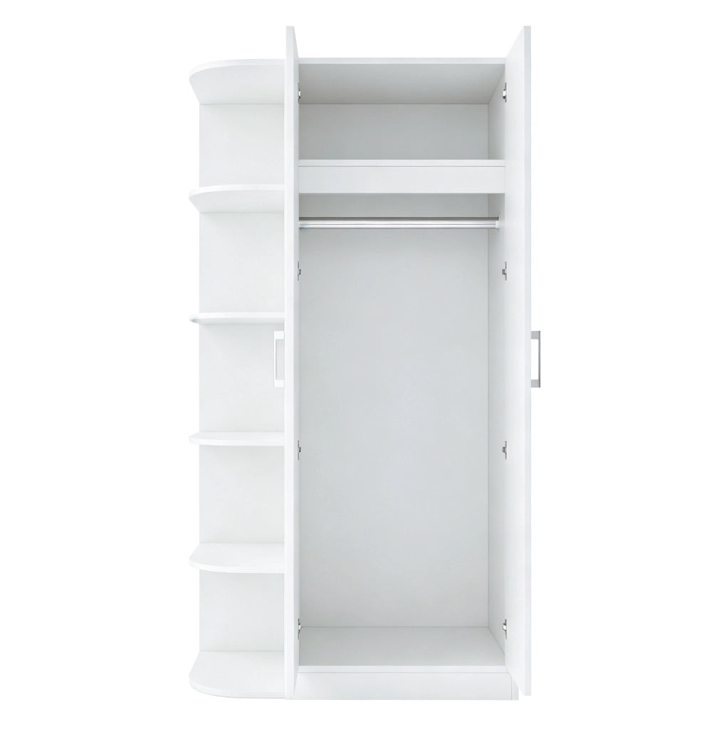 Armadio a due ante 90 x 55 x 170 cm con ripiani e cassetti