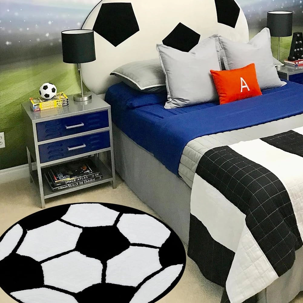 Tappeto a forma di campo da calcio, circa 60x60 cm, tappeto per bambini, motivo calcistico