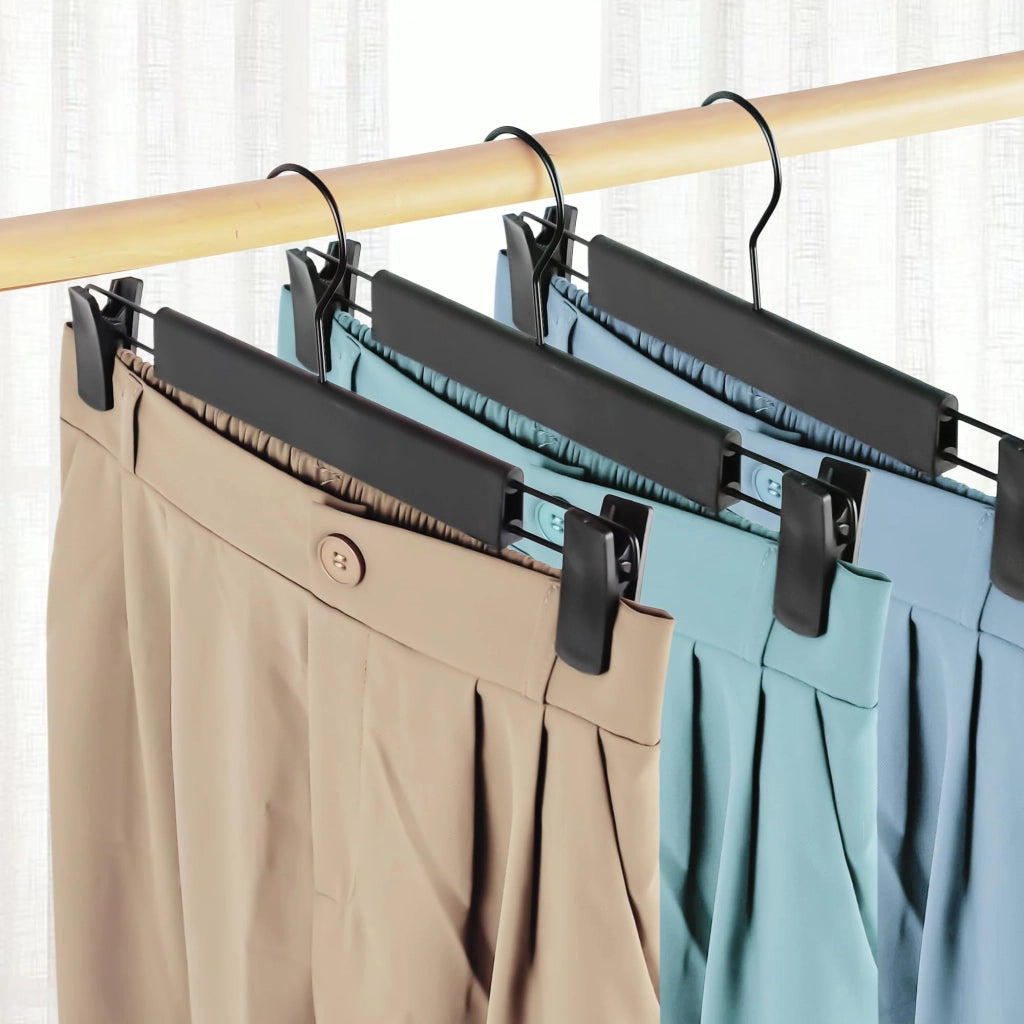 30 grucce per pantaloni con ganci a 360°, clip regolabili, colore nero