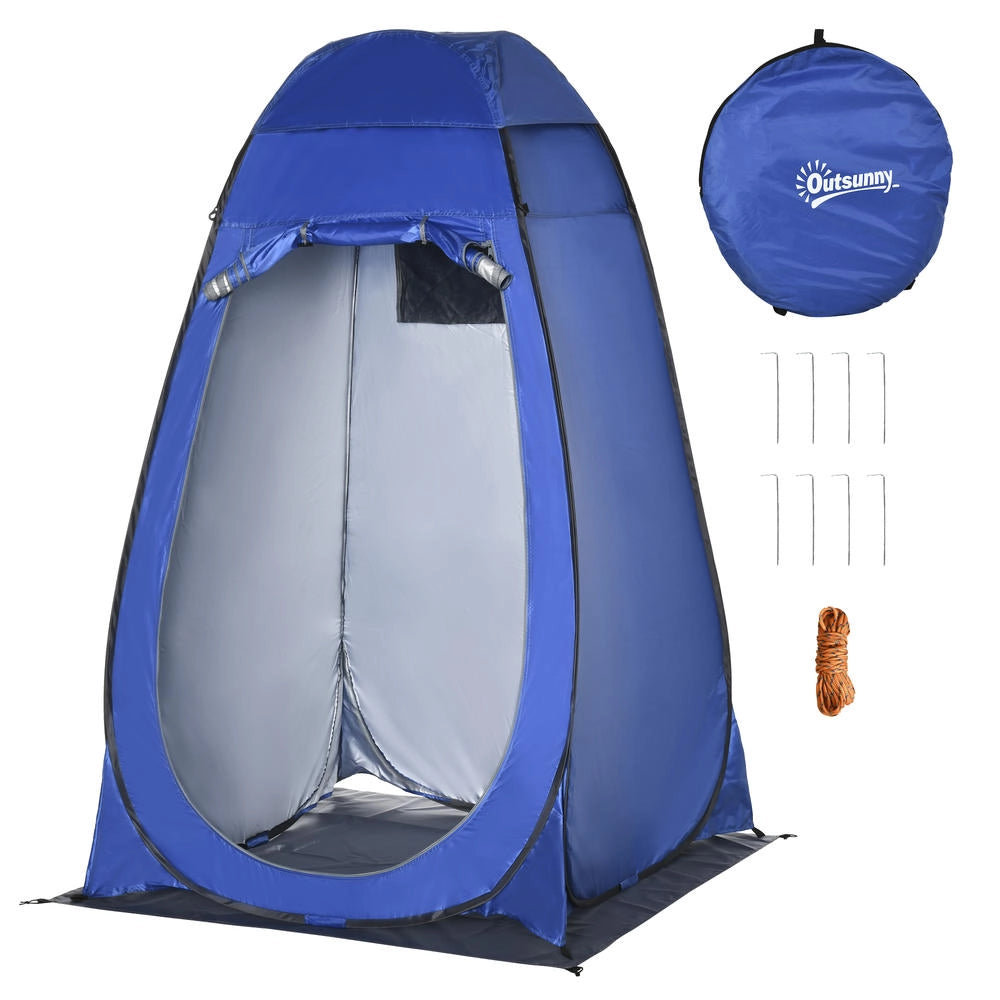 Tenda doccia da campeggio e spiaggia portatile, cabina spogliatoio pop up con porta a cerniera e borsa, 126x124x189 cm, blu scuro