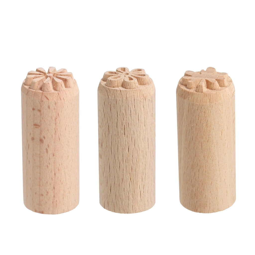 3 timbri in legno, a forma di foglia di acero, fiore con sei petali, diametro 0,8 pollici