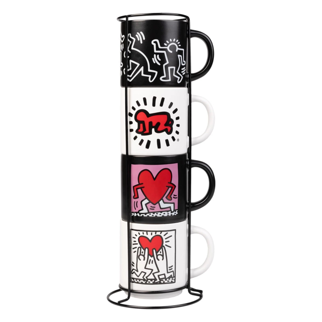 Set di 4 tazze da caffè – Keith Haring, capacità 300 ml, Vetroceramica, impilabili