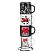 Set di 4 tazze da caffè – Keith Haring, capacità 300 ml, Vetroceramica, impilabili