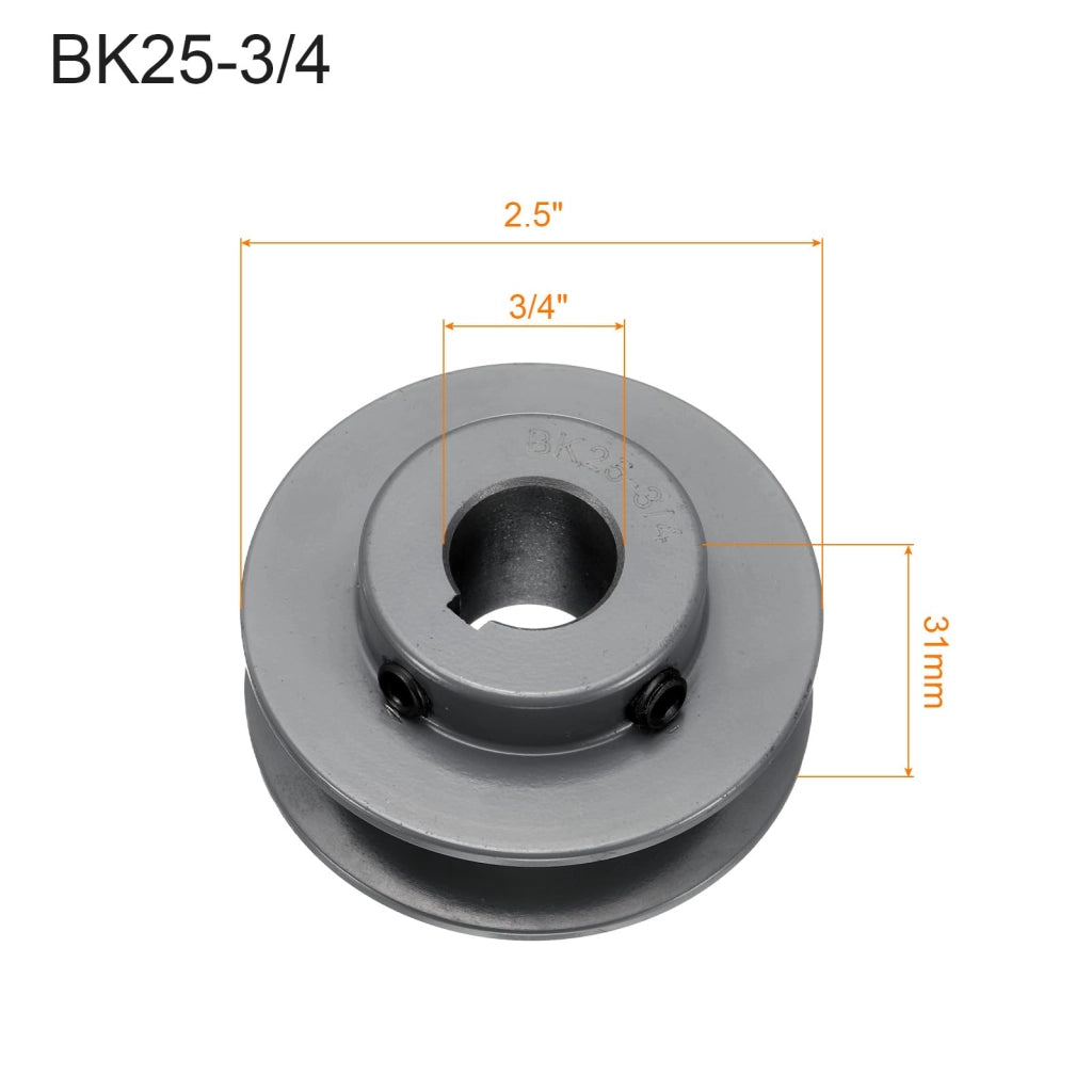 Puleggia per cinghie a V, foro da 3/4", diametro esterno di 2,5 pollici, compatibile con cinghie a V serie 3L/B