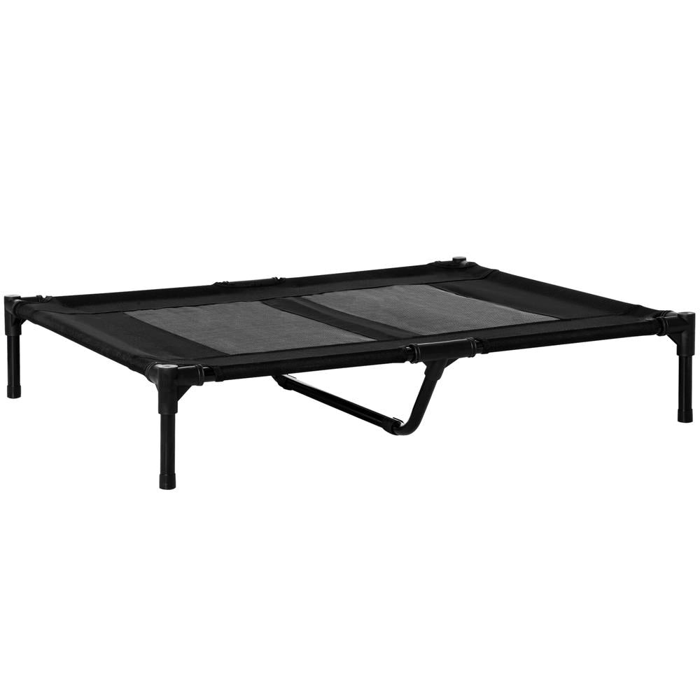 Brandina per Cani Grandi Rialzata in Metallo e Tessuto Oxford con Borsa di Trasporto, Letto Traspirante per Casa e Giardino, 92x76x18cm, Nero