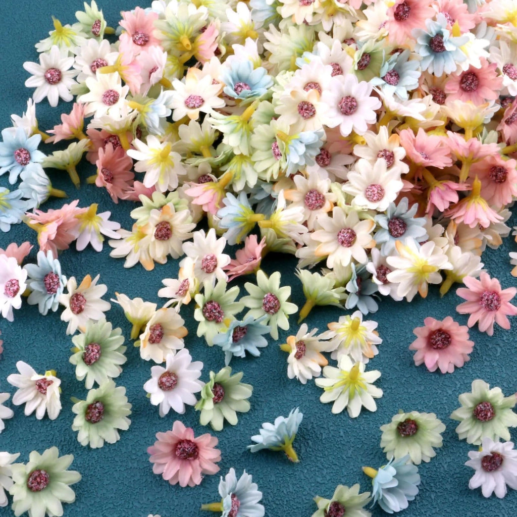 50 teste di rose artificiali, 3 cm, in plastica, per decorazioni fai-da-te, ideali per matrimoni