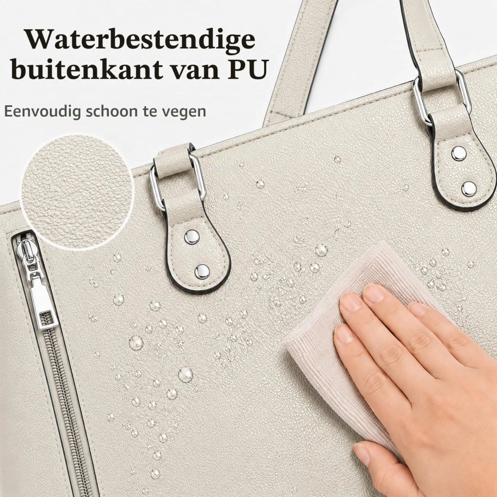 Borsa da pranzo con scomparto termico, tasca per laptop, impermeabile, bianca