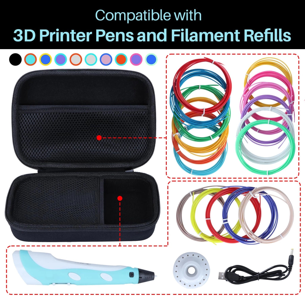 Custodia rigida per penne da stampa 3D, arancione e azzurro chiaro