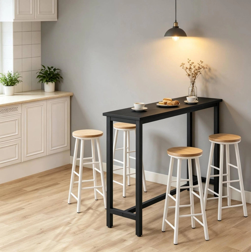 Tavolo da bar 140x100x40 cm in MDF e metallo nero, stile industriale