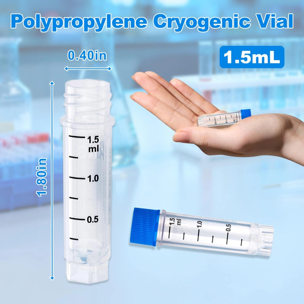 Tubi criogenici da 1,5 ml, in polipropilene (PP), con codice a barre, confezione da 25 pezzi, colore blu