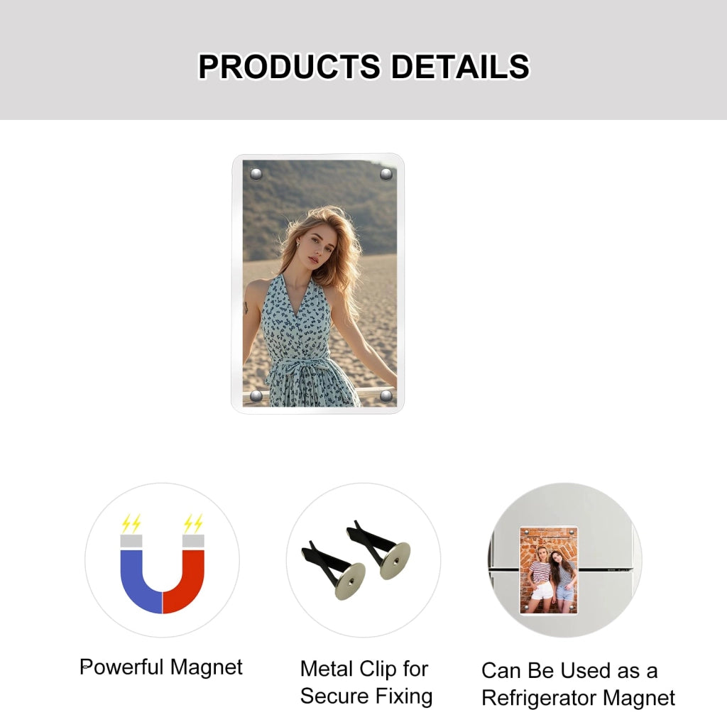 Set di 2 supporti magnetici in acrilico per fotocamere per auto, dimensioni 3,5 x 2,4 pollici