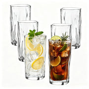 Set di 6 bicchieri da 275 ml, vetro trasparente, design ondulato