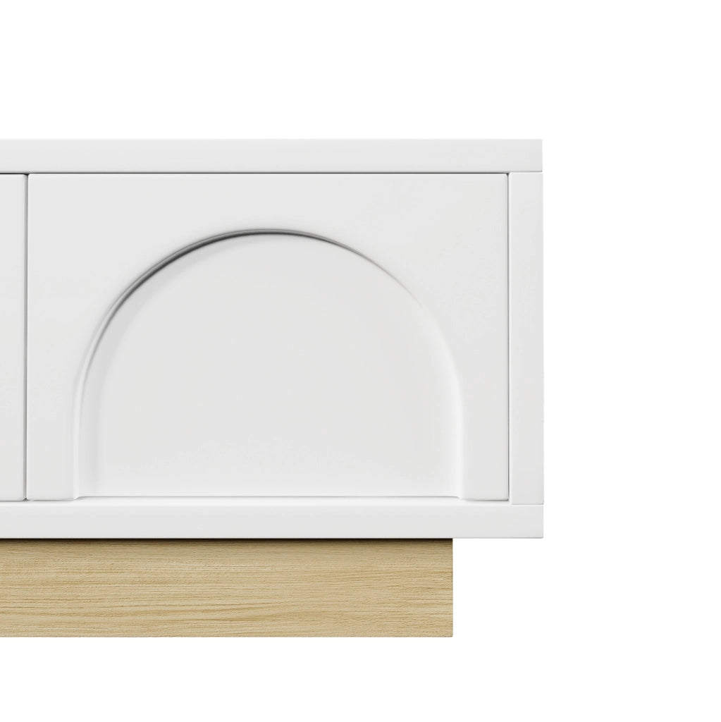 Mobile TV 175 x 40 x 41,5 cm bianco e legno MDF, design curvo, ampio spazio