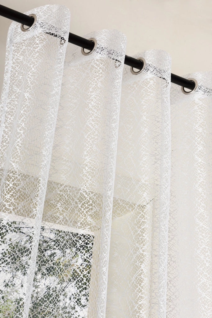 Tenda a rete con passanti, 245x140 cm, bianca, 1 pezzo