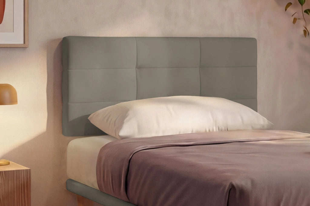 Letto 1 Piazza e Mezza con Rete Rivestita 120x200 cm Similpelle Cappuccino Tessis Testata Square