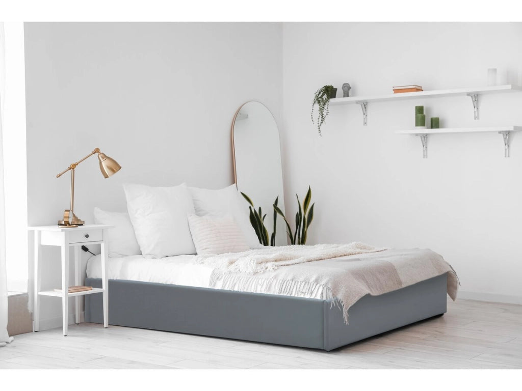 Letto matrimoniale in PVC "Ava" con contenitore - 140 x 190 cm - Grigio
