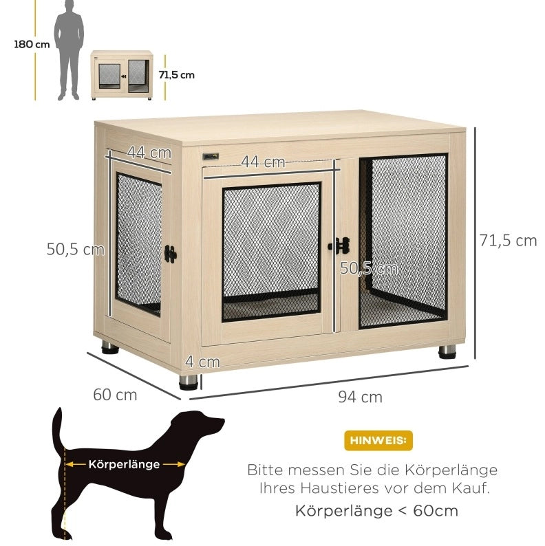 Gabbia per cani con chiusura 94 x 60 x 71,5 cm in acciaio naturale e nero
