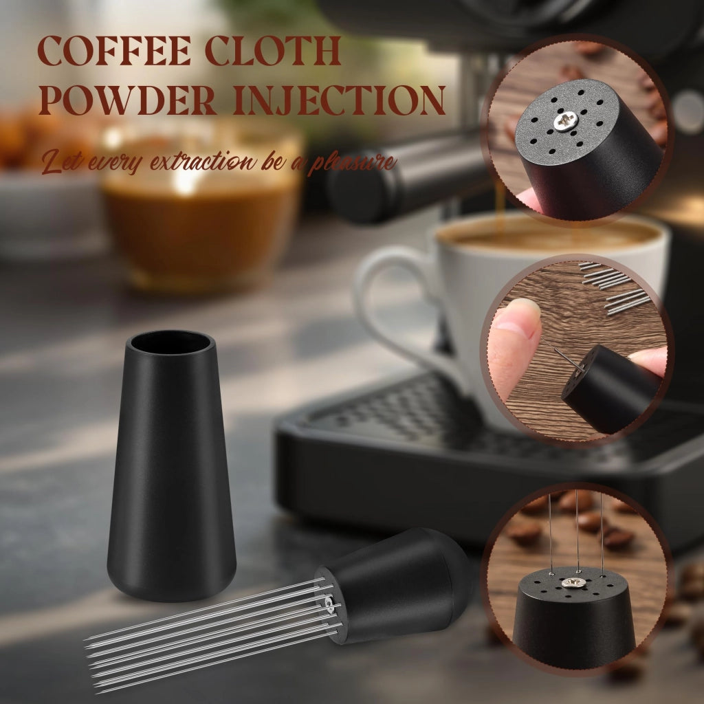 WDT-Tool Espressonadel, 12 aghi, regolabile, in alluminio, colore nero