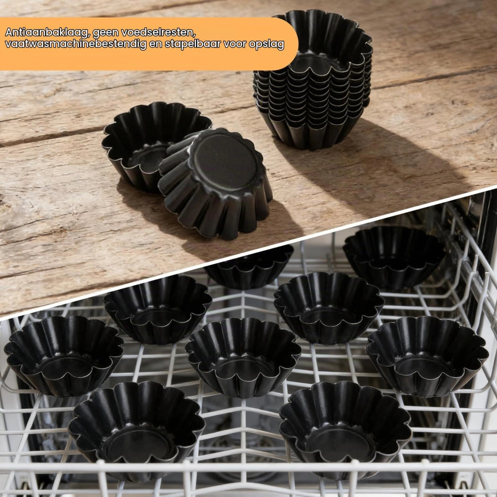 Set di 12 formine per mini-torte, Acciaio al carbonio, con rivestimento antiaderente, diametro 6,35 cm