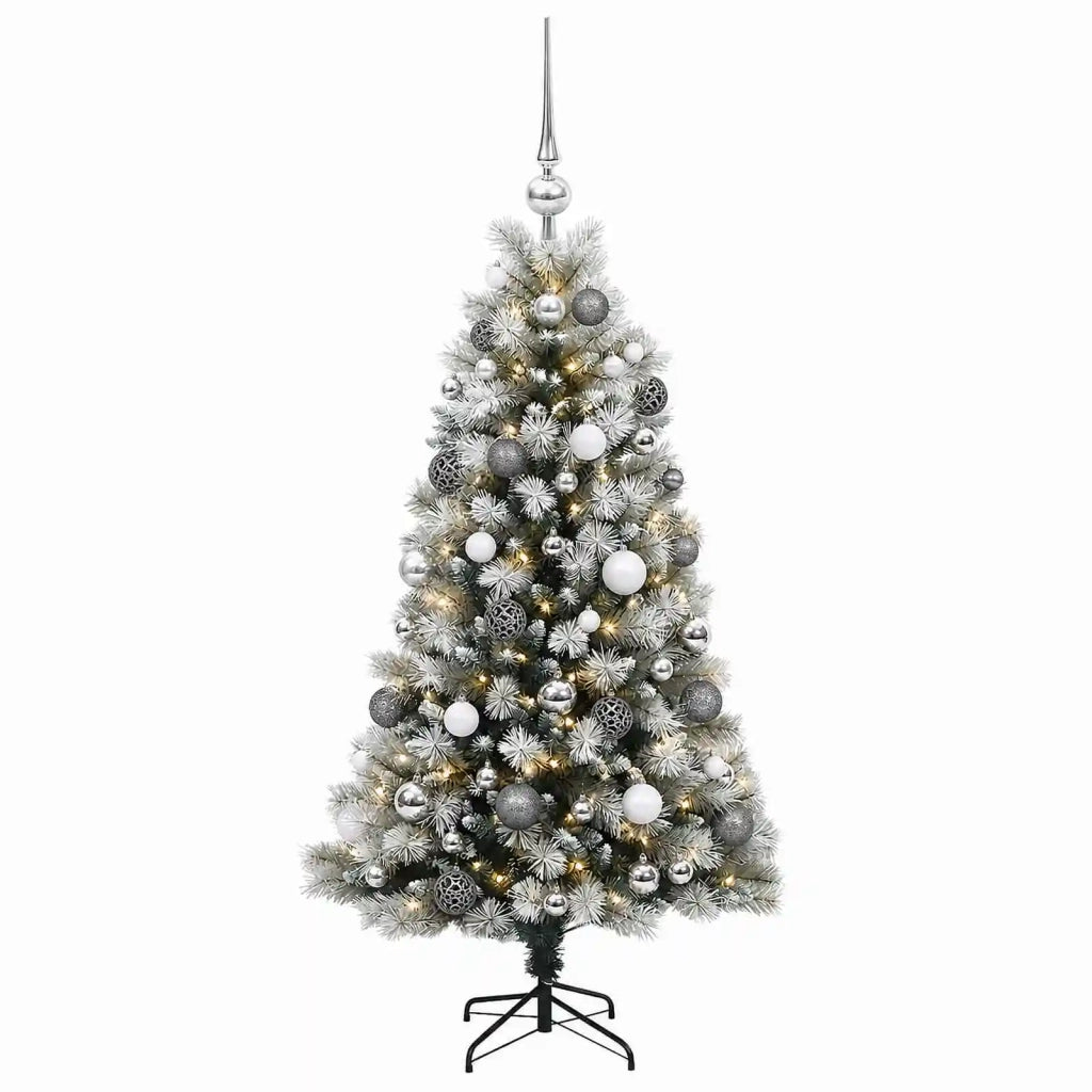 Albero di Natale artificiale con rami snodati e palline 120 cm 3466215