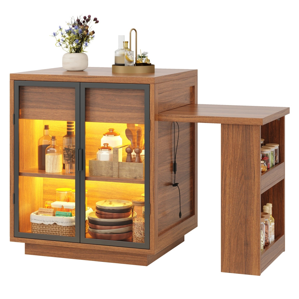 Isola cucina estensibile 122-194;5x70x94 cm MDF metallo marrone scuro