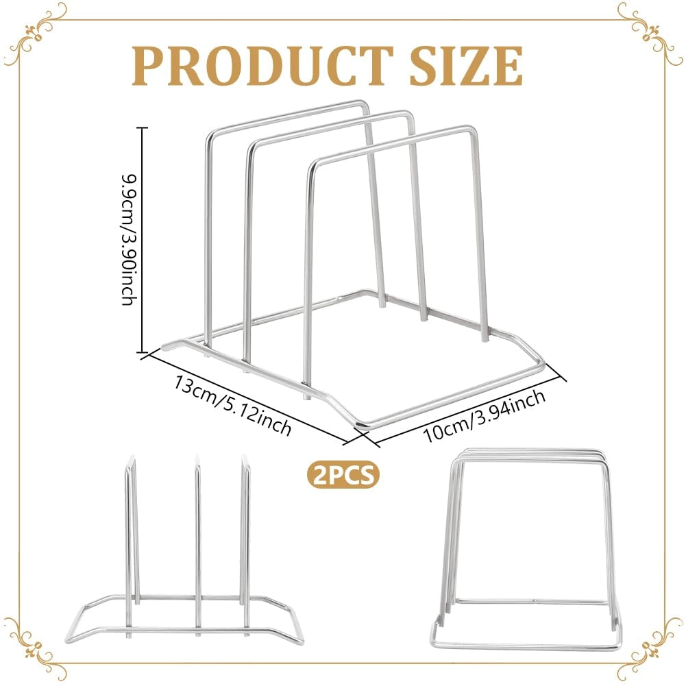 Porta taglieri, set da 2, acciaio inossidabile, 13x10x9,9 cm, salvaspazio