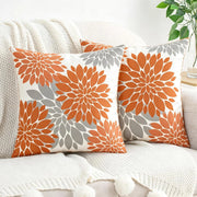 Cuscini decorativi, 50x50 cm, motivo Dahlia, fronte-retro, confezione da 2