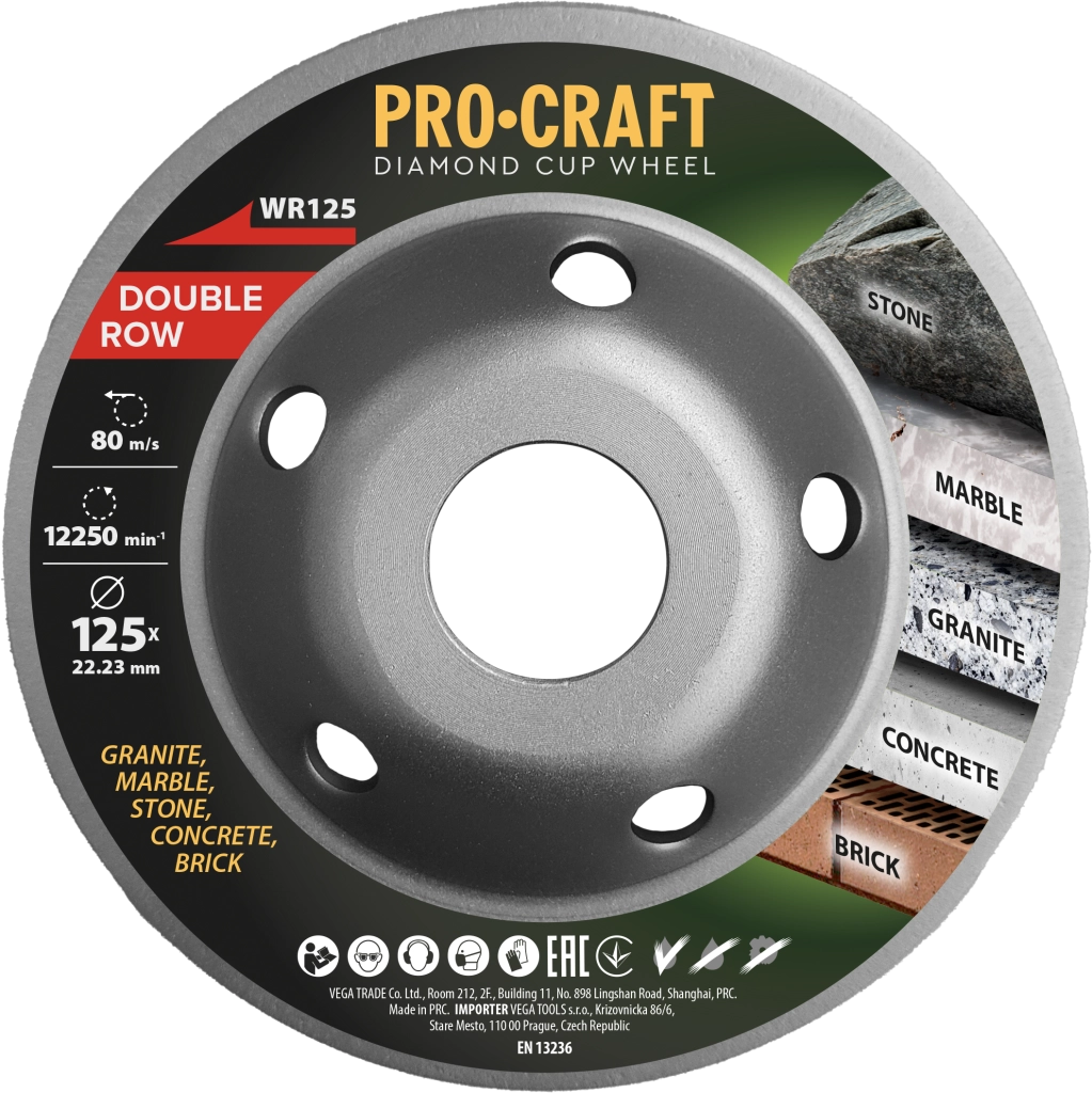 Disco diamantato a tazza Procraft WR125 Double Row, Ø 125 mm, 12250 giri/min