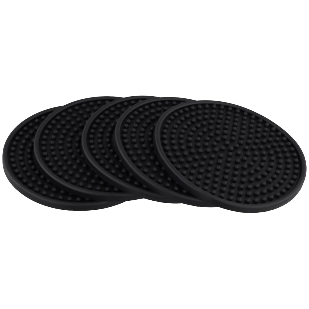 20 sottobicchieri in silicone rotondi, diametro 10 cm, neri, antiscivolo