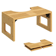 Sgabello per WC pieghevole in bambù color rovere con superficie a U e doppio sistema antiscivolo portata 130 kg