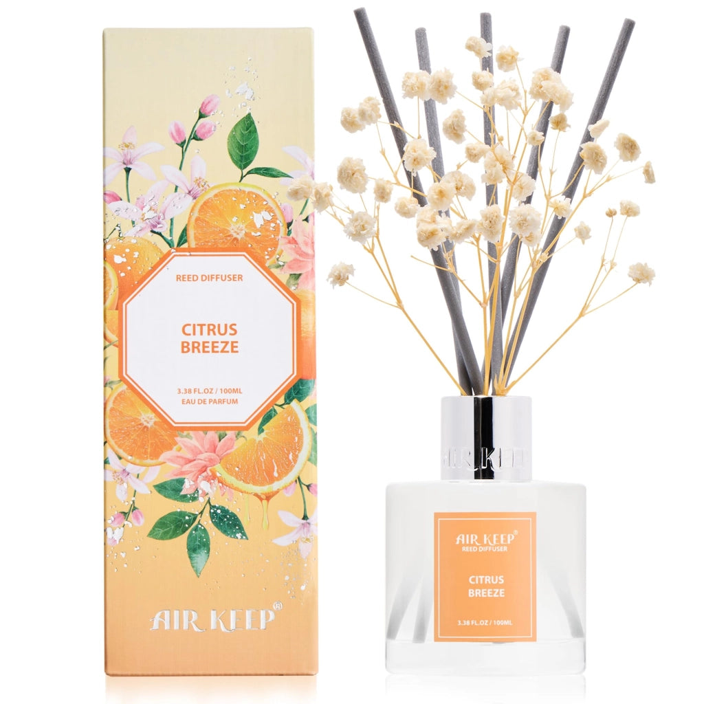 Diffusore di fragranze per ambienti con bastoncini, 100 ml, profumo "Brezza Agrumata", 8 bastoncini
