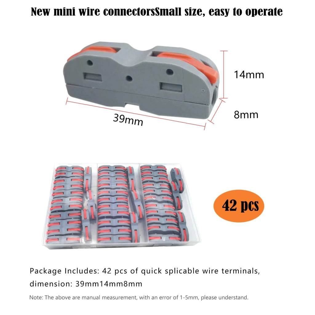 Connettori a morsetto a molla, 42 pezzi, per cavi da 0,1 a 2,5 mm²