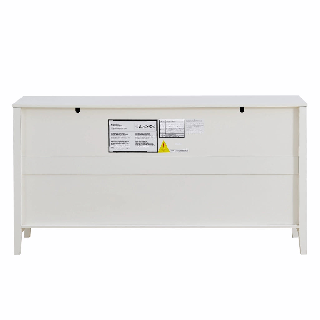Credenza 160 × 40 × 82 cm con 2 cassetti e 4 ante in MDF bianco con maniglie dorate e ripiani regolabili