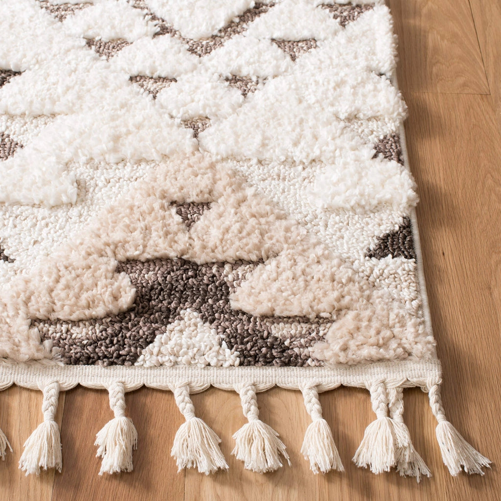 Tappeto shag, 160x229 cm, color avorio/marrone, forma rettangolare