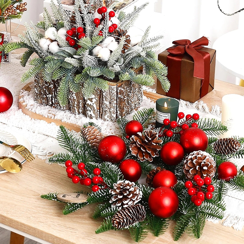 Rami artificiali con bacche rosse, 18 cm, confezione da 24 pezzi, decorazioni natalizie