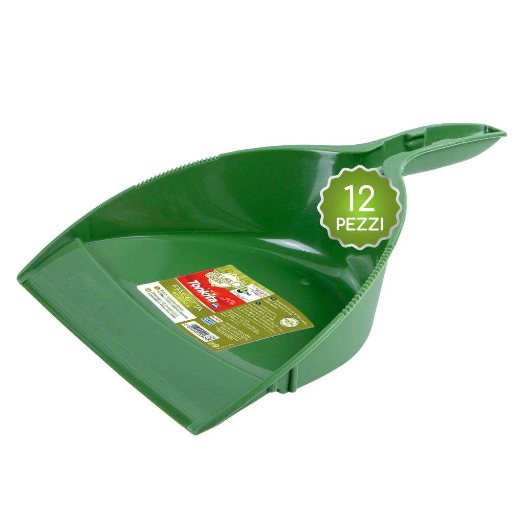 Confezione da 12 pale per raccogliere i rifiuti, realizzate in plastica riciclata, colore verde