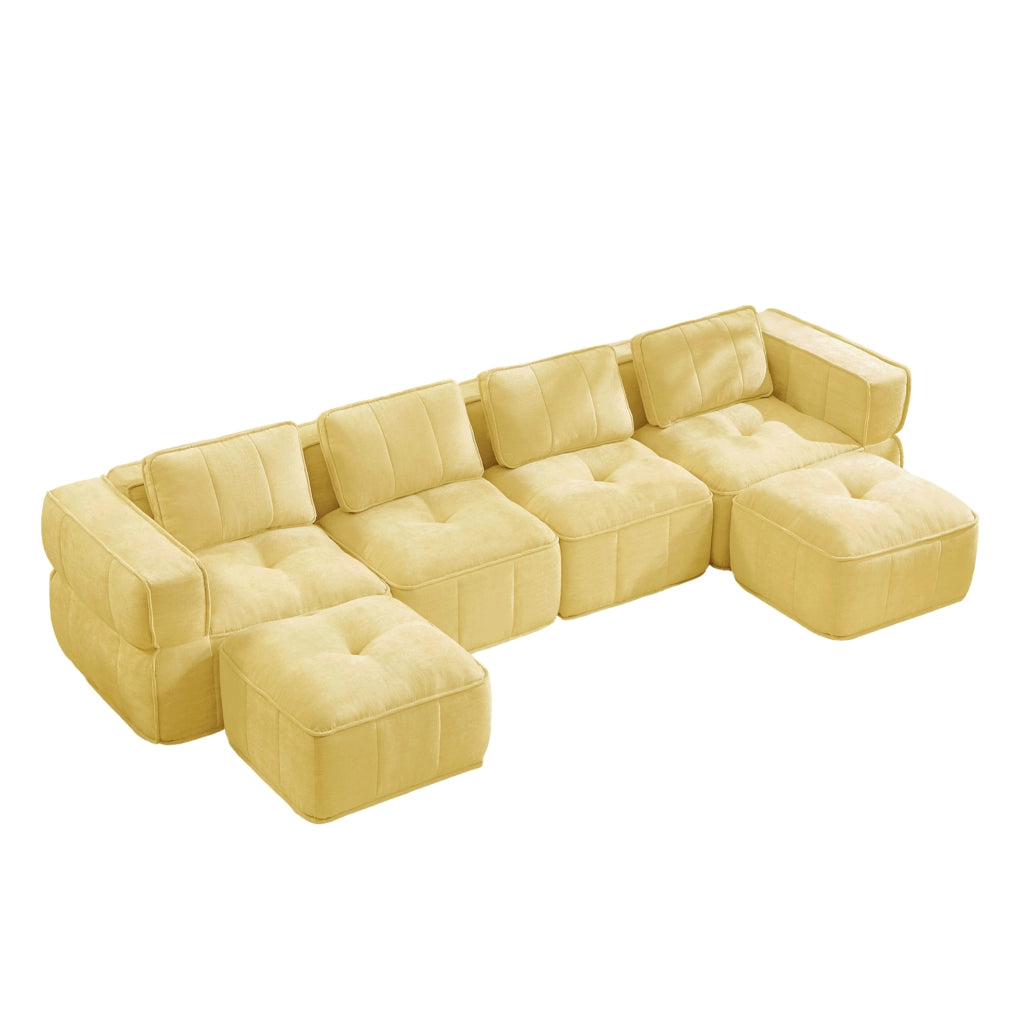 Divano modulare a U 344 x 162 x 67 cm giallo in poliestere