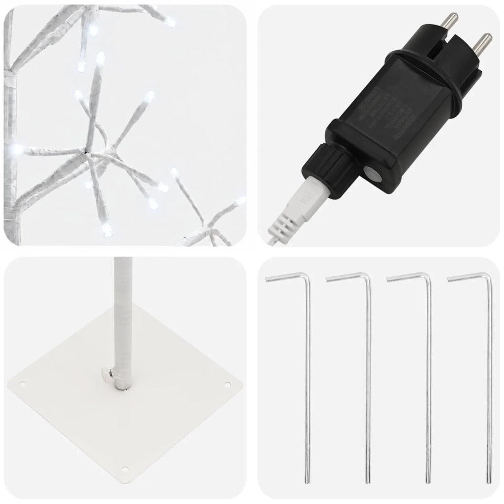 Albero di Natale con luci LED Bianco 18 x 18 x 120 cm Acciaio 42055316