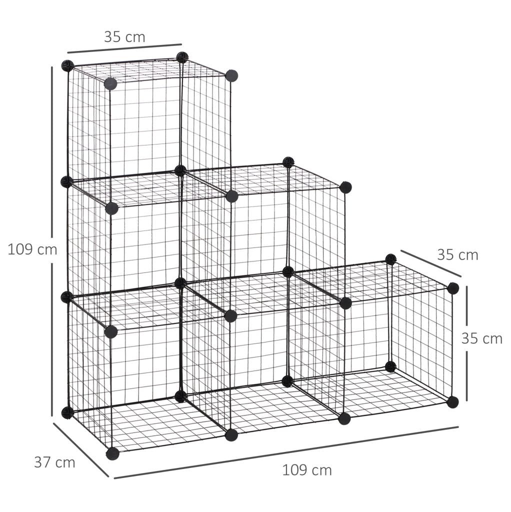 SCAFFALE modulare a 6 cubi 109x37x109 cm in metallo nero