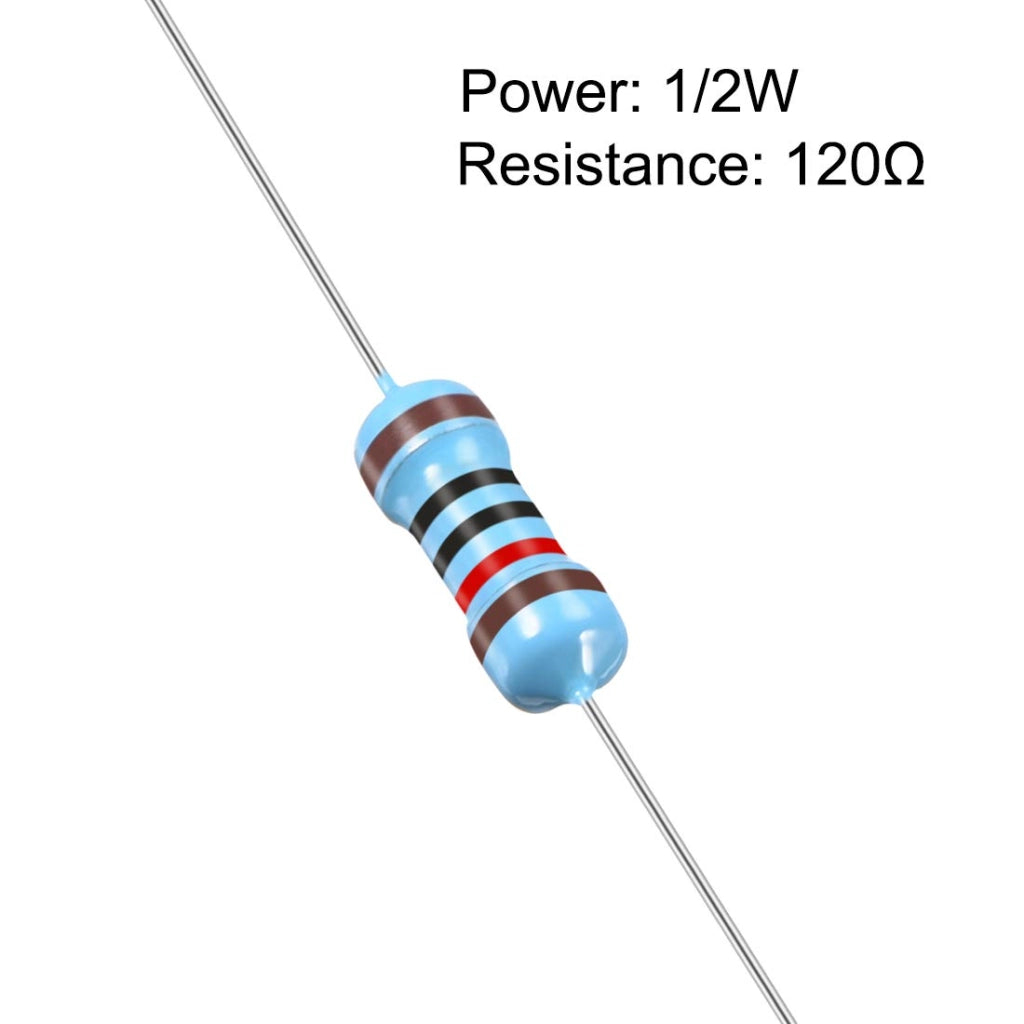 100 resistenze in pellicola metallica, 1/2W, 120 Ohm, 0,5W