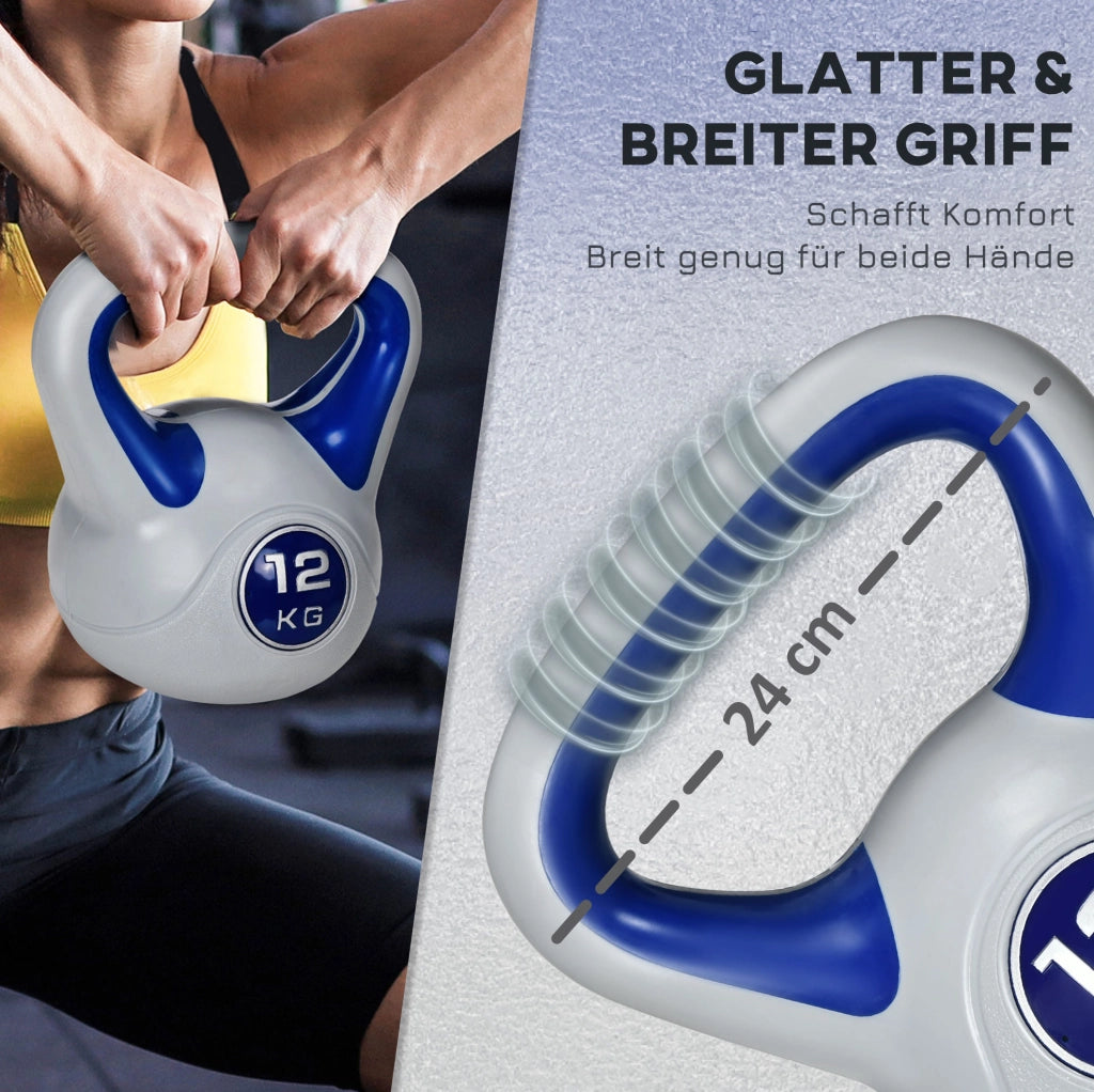 Kettlebell 12 kg 24 x 17 x 28 cm blu per workout in casa