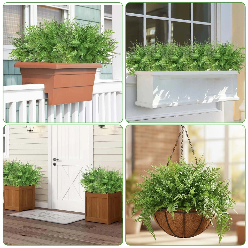 Piante artificiali, 12 pezzi, felce di Boston ed eucalipto, altezza 42–47 cm