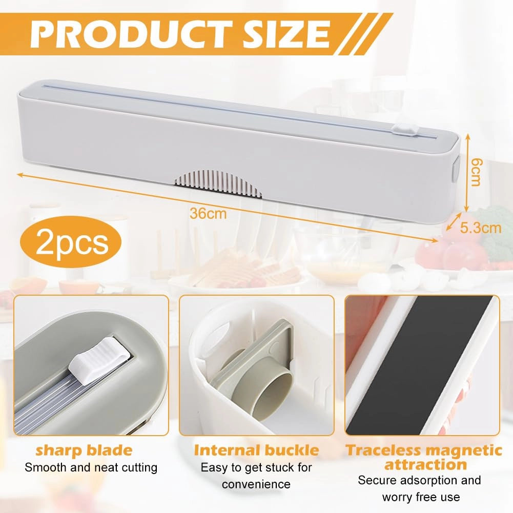 Distributore magnetico per pellicole adesive con taglierino, confezione da 2 pezzi, in ABS