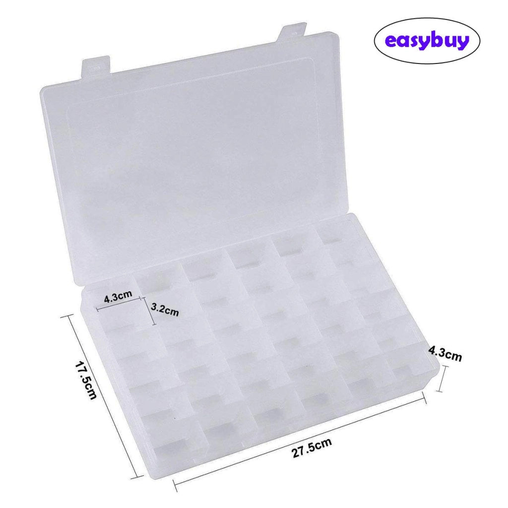 Contenitore di stoccaggio trasparente, regolabile, con 36 scomparti, dimensioni 27,5 x 17,5 x 4,3 cm