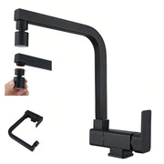 Rubinetto da cucina pieghevole con 2 getti, 360° girevole, per installazione sotto finestra (Nero)