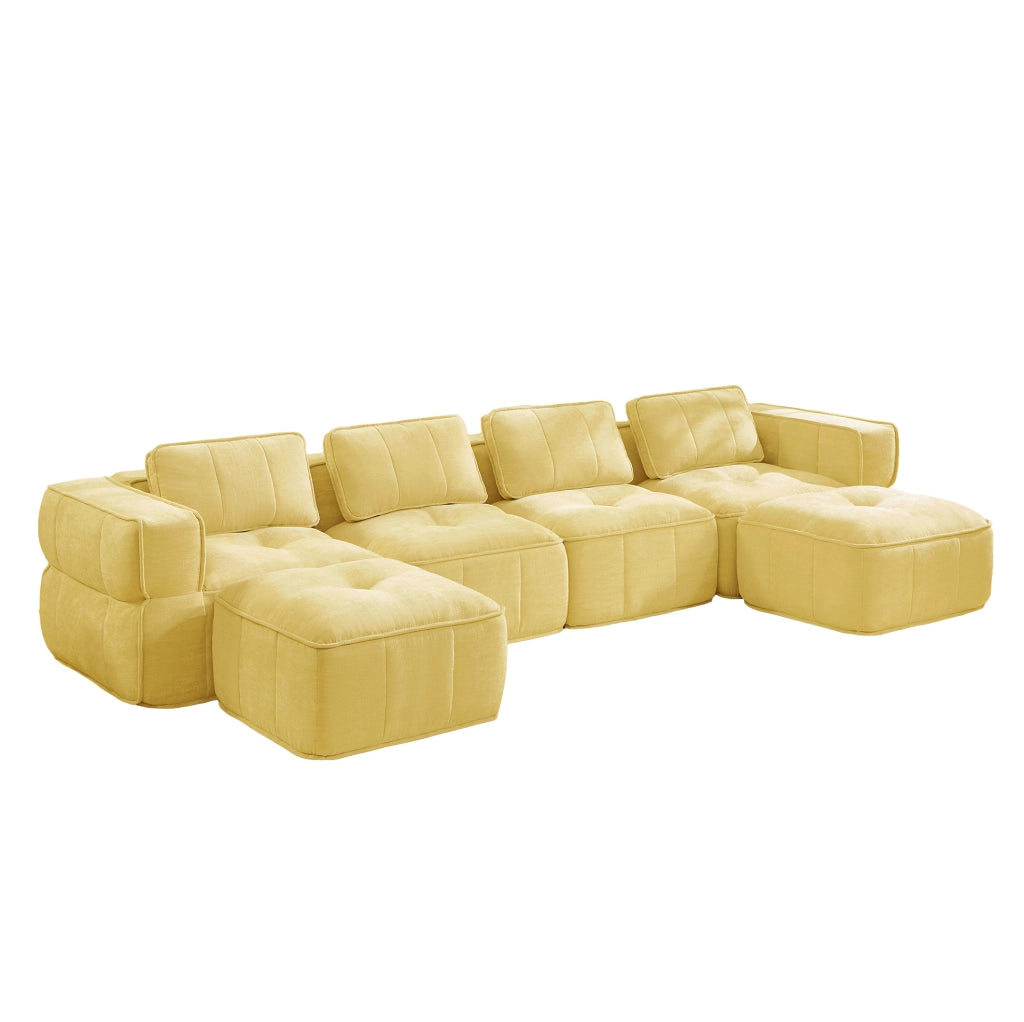 Divano modulare a U 344 x 162 x 67 cm giallo in poliestere