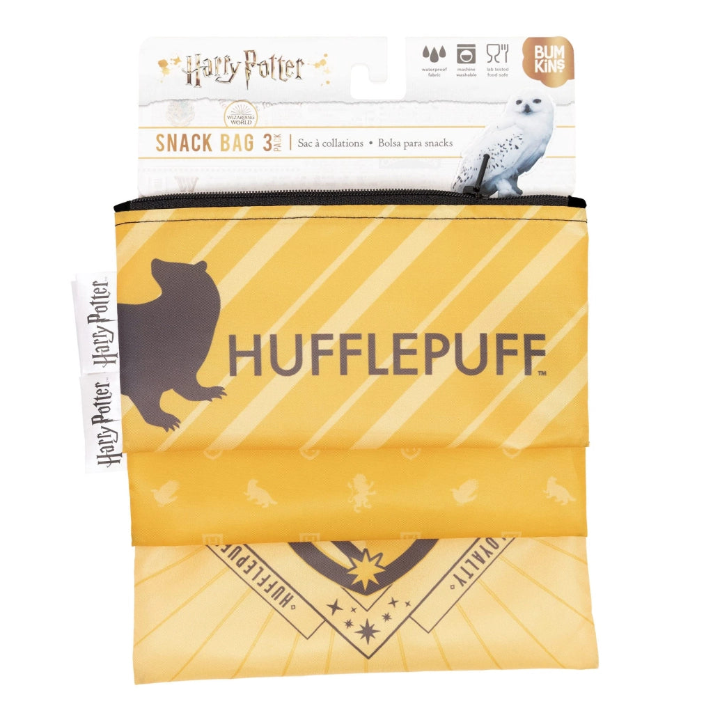 Set di 3 sacchetti riutilizzabili per panini, lavabili, senza BPA, tema Hufflepuff