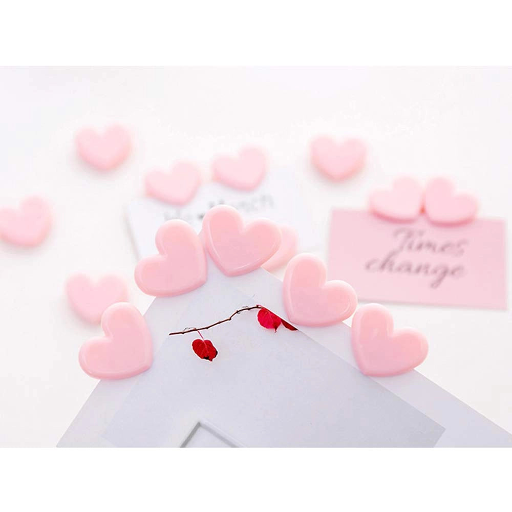20 piccoli clip a forma di cuore in plastica, color rosa, dimensioni 3,2 x 2,5 cm